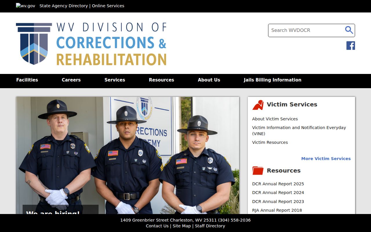 Randolph County arrest search options on the WVDCR offender gateway