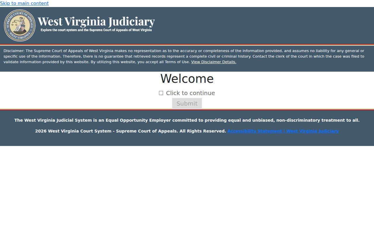 West Virginia Magistrate Record Search screen used for Randolph County cases