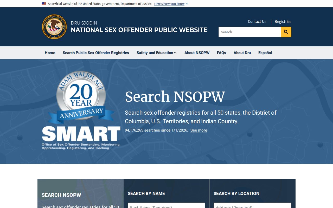 National Sex Offender Public Website search gateway